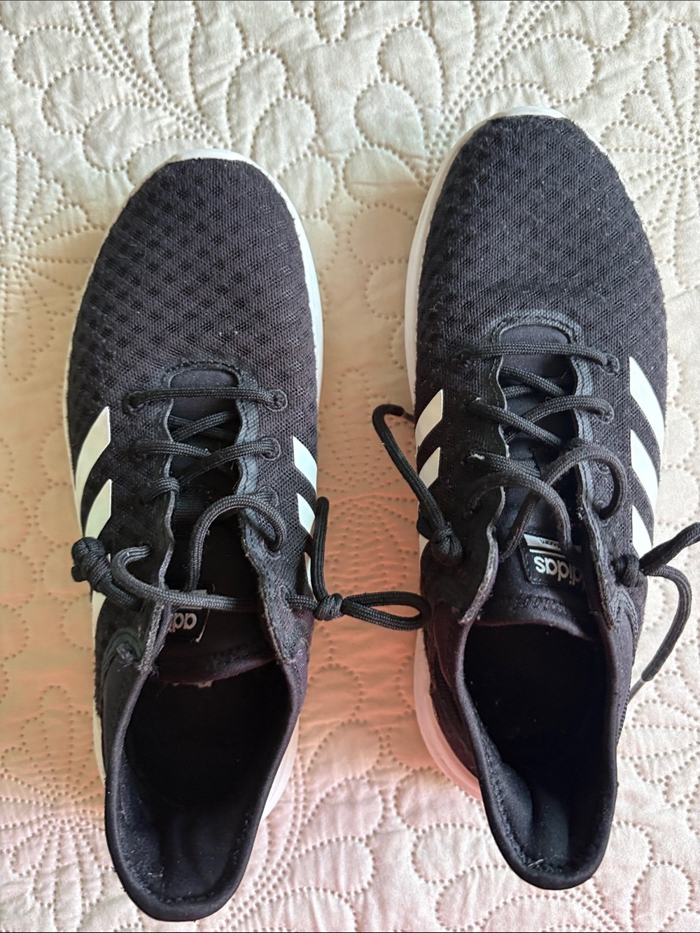 adidas Black and White Mesh Running Shoes